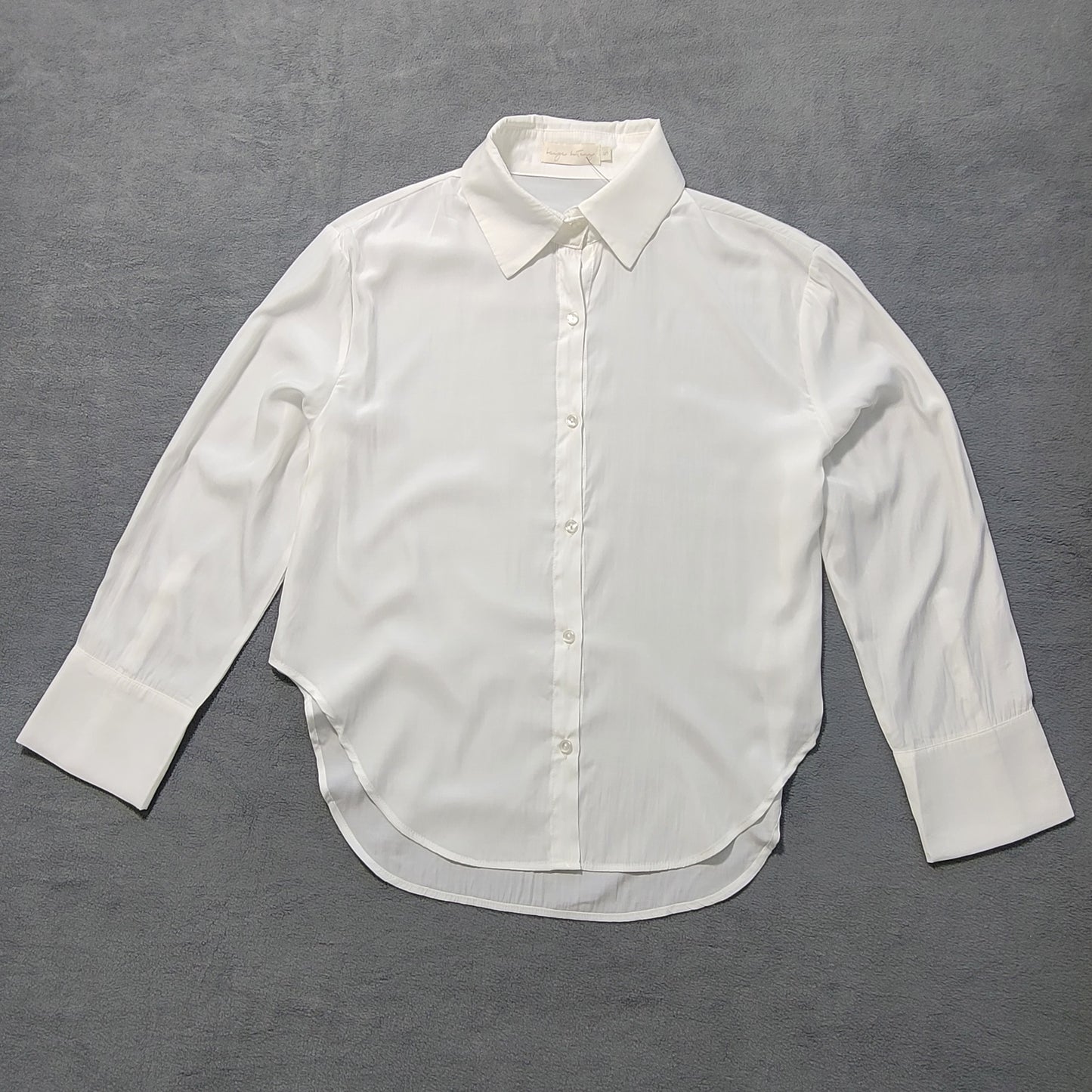 Women's White Long-Sleeve Shirt with Big Cuffs