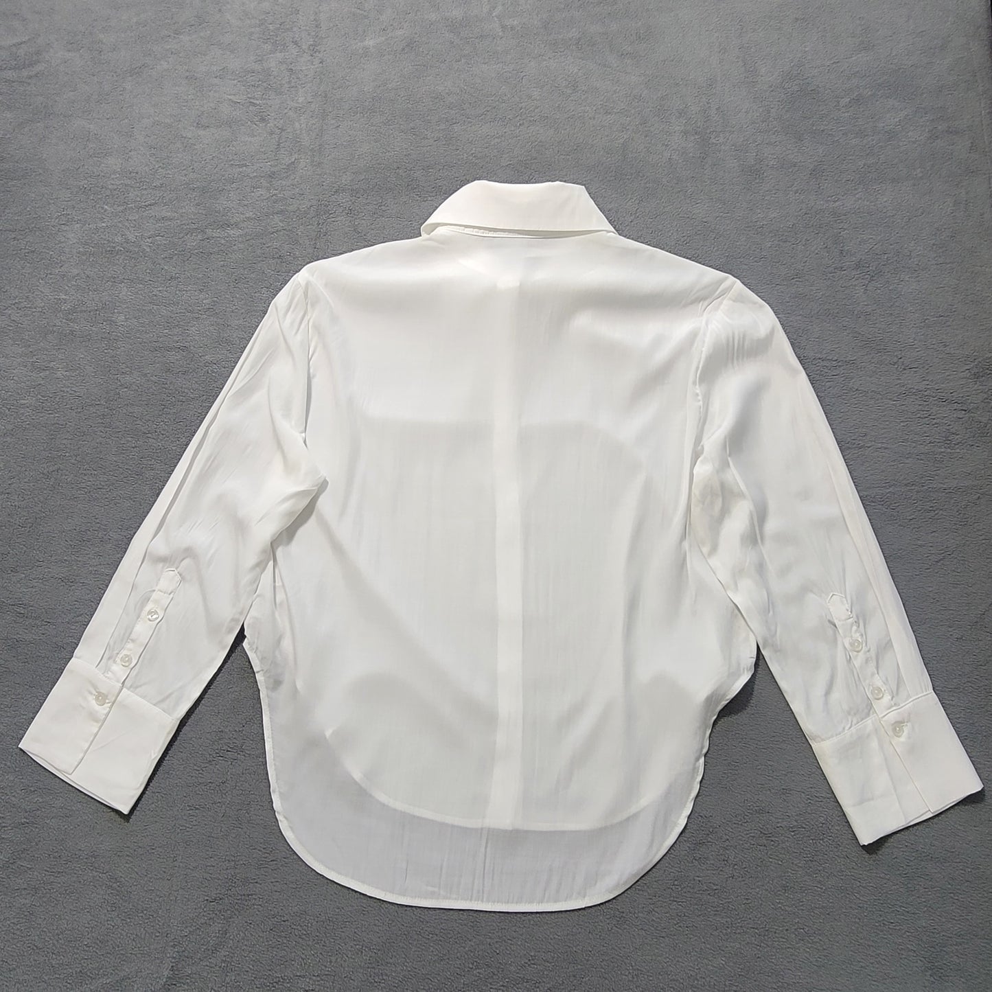 Women's White Long-Sleeve Shirt with Big Cuffs